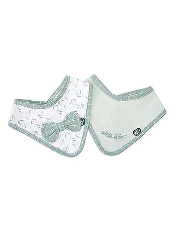 Lot de 2 bavoirs bandana esprit nature
