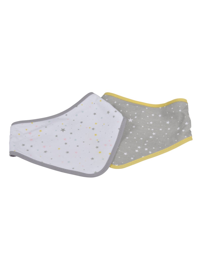 Lot de 2 bavoirs bandana étoiles Gris clair - Kiabi