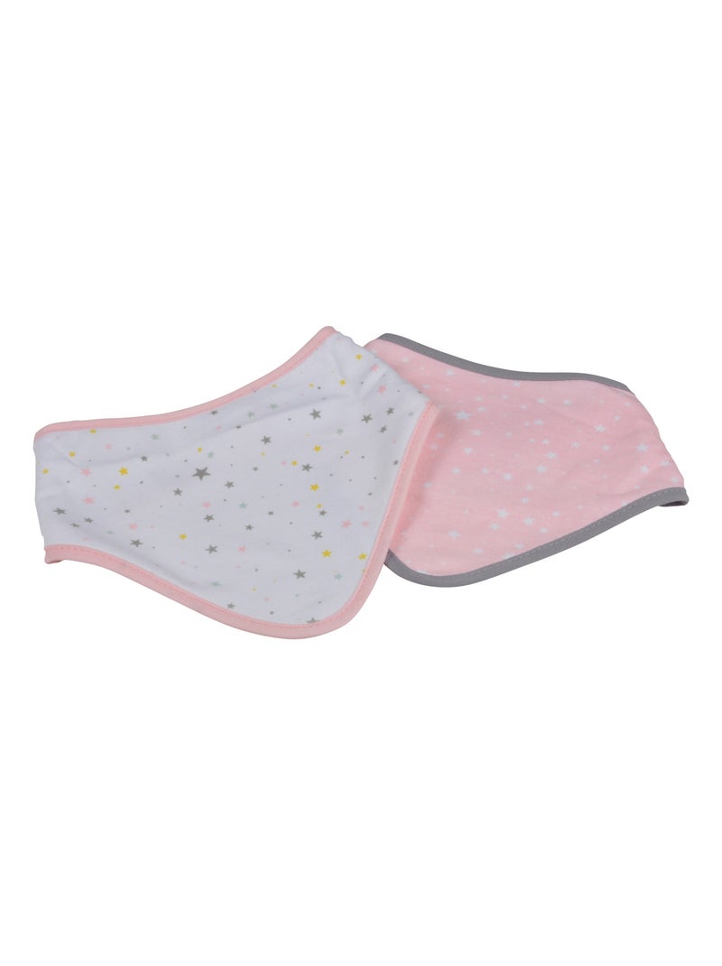 Lot de 2 bavoirs bandana étoiles Rose clair - Kiabi