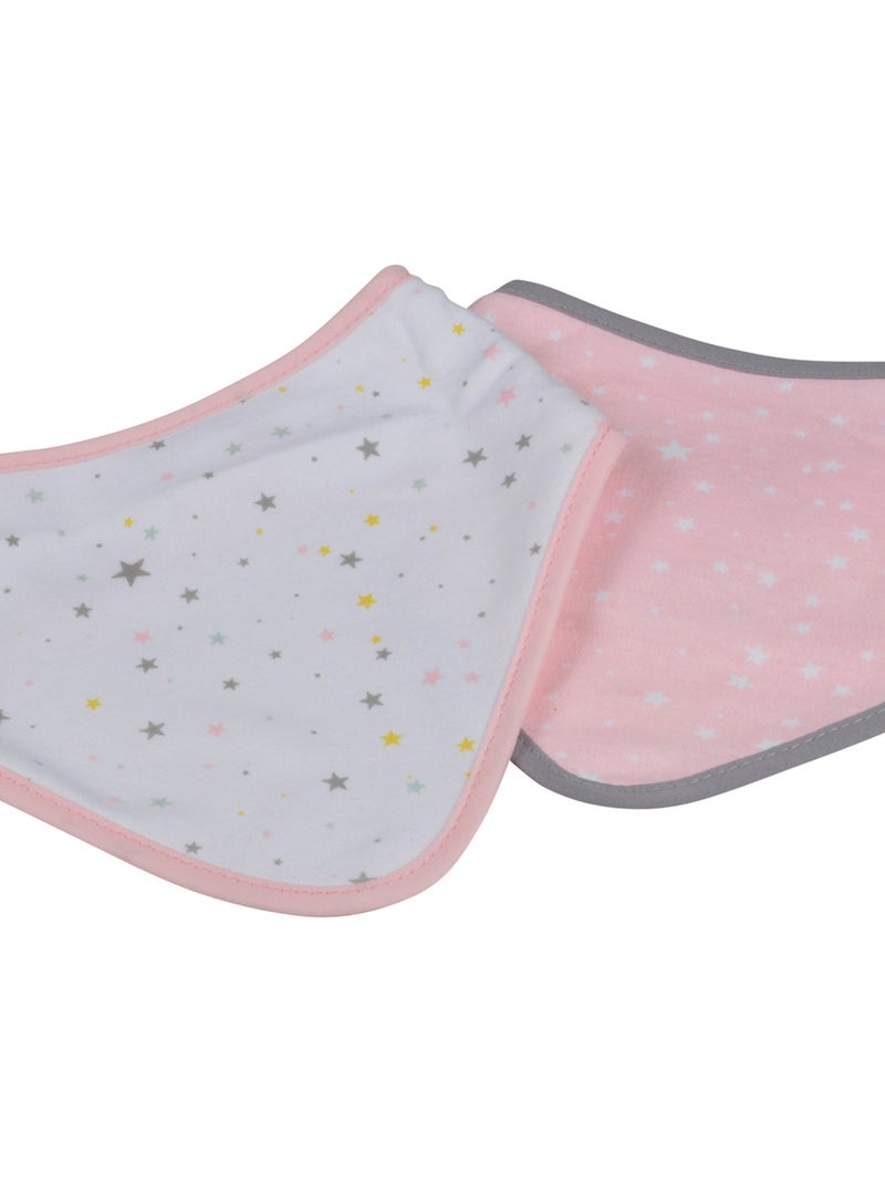 Lot de 2 bavoirs bandana étoiles Rose clair - Kiabi