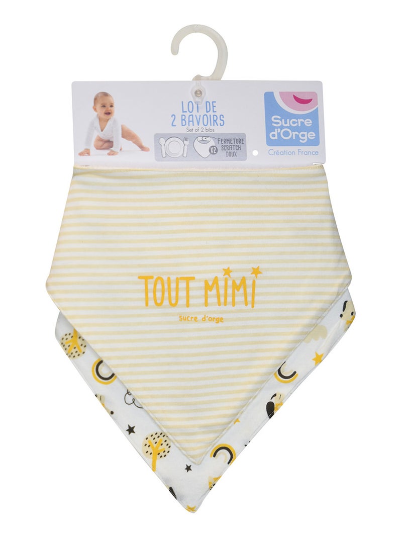 LOT DE 2 BAVOIRS BANDANA IBOLI MAILLE Beige - Kiabi