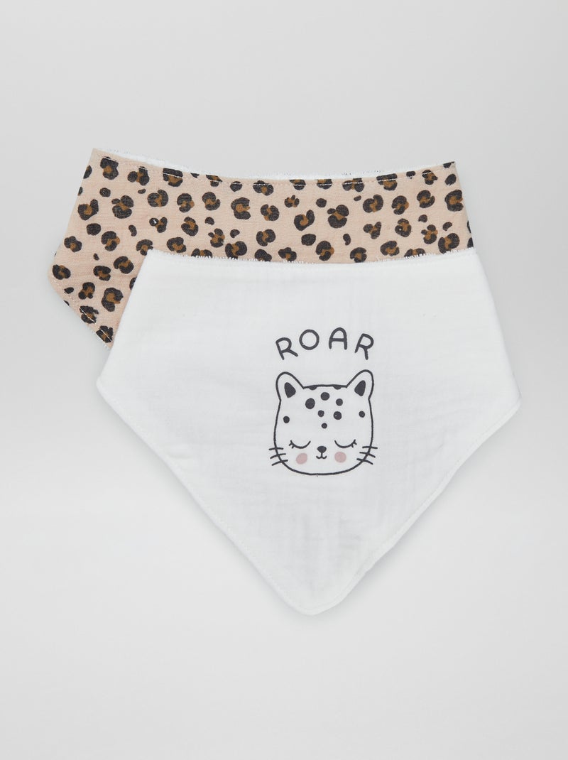 Lot de 2 bavoirs bandana Léopard/blanc - Kiabi