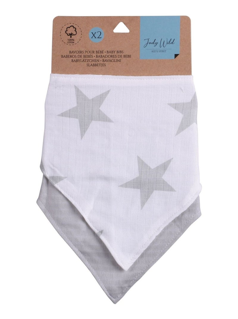 Lot de 2 bavoirs bandana pour enfant Blanc Gris - Kiabi
