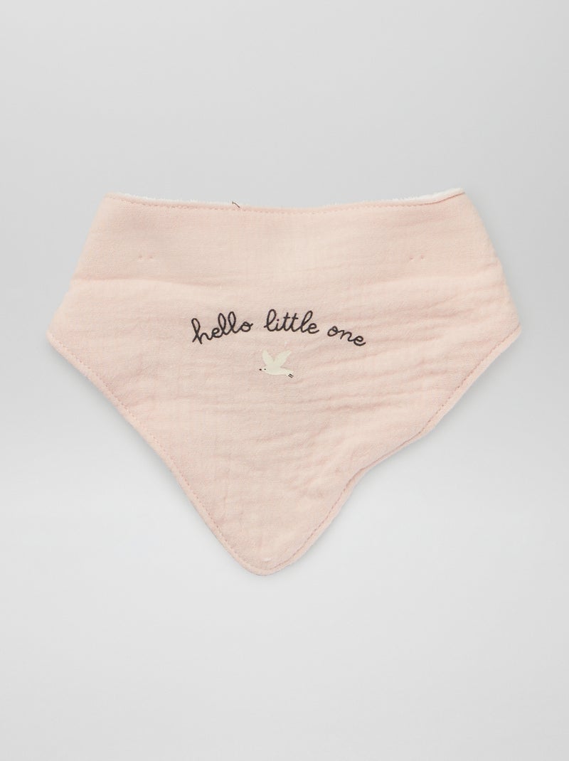 Lot de 2 bavoirs bandana Rose/blanc - Kiabi