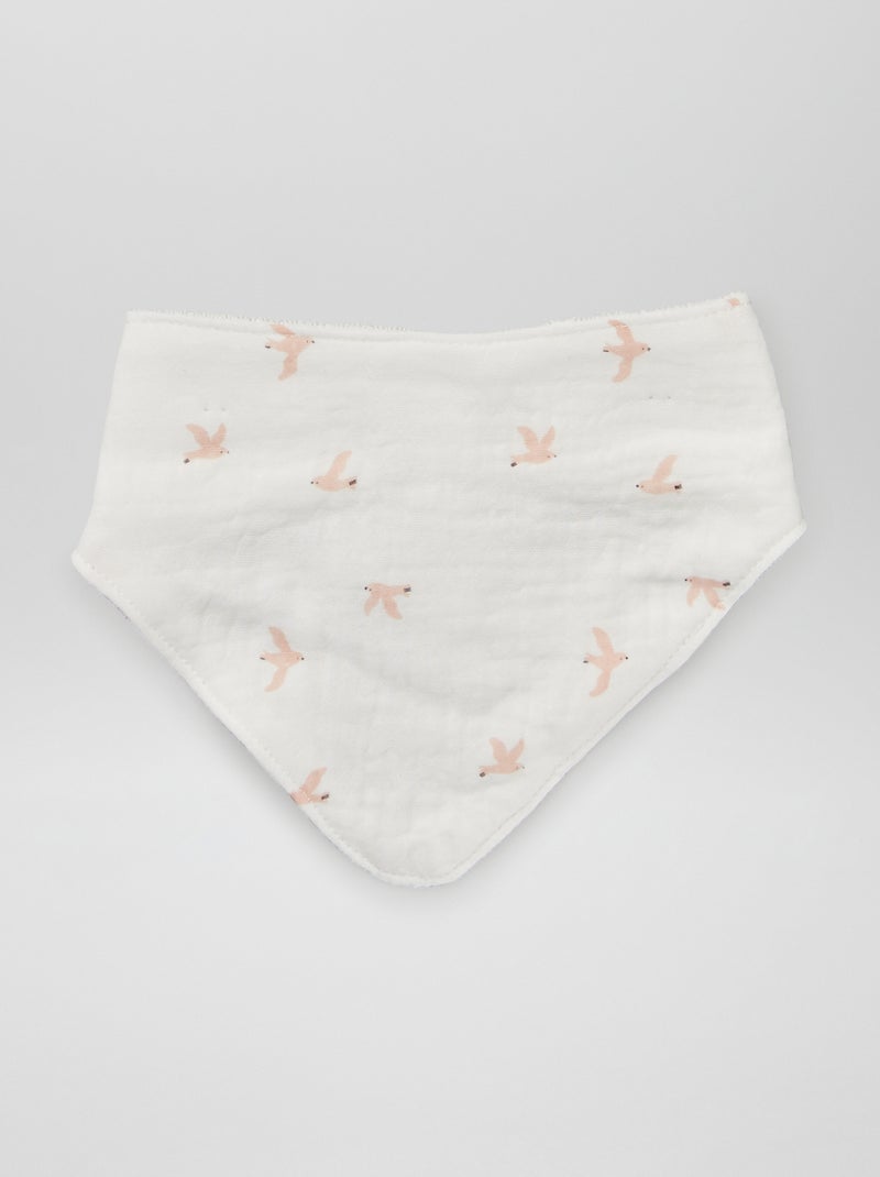 Lot de 2 bavoirs bandana Rose/blanc - Kiabi