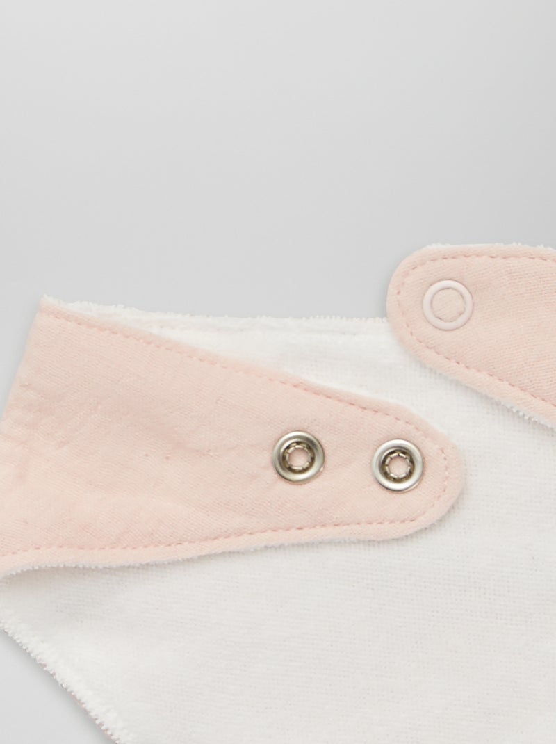 Lot de 2 bavoirs bandana Rose/blanc - Kiabi