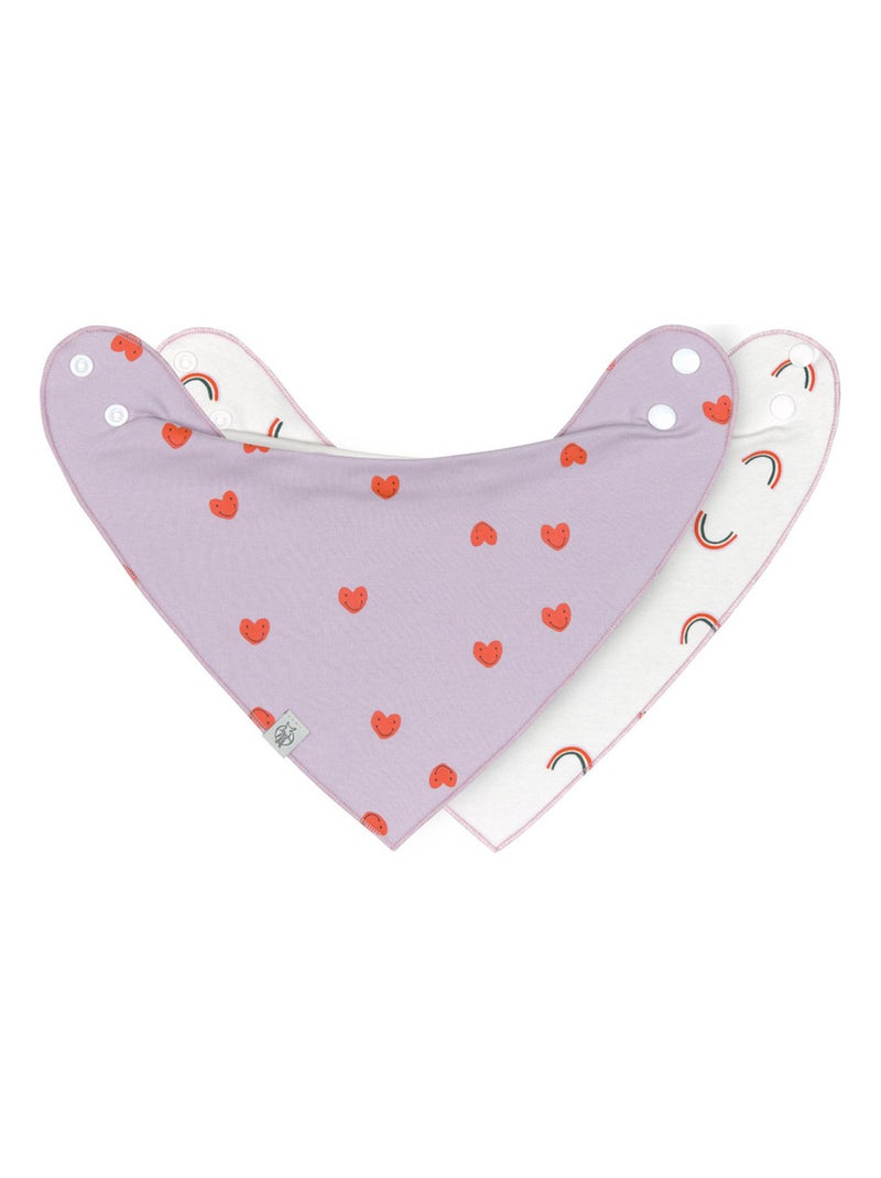 Lot de 2 Bavoirs Bandanas 0-24 mois Happy Rascals Coeur Rose - Kiabi