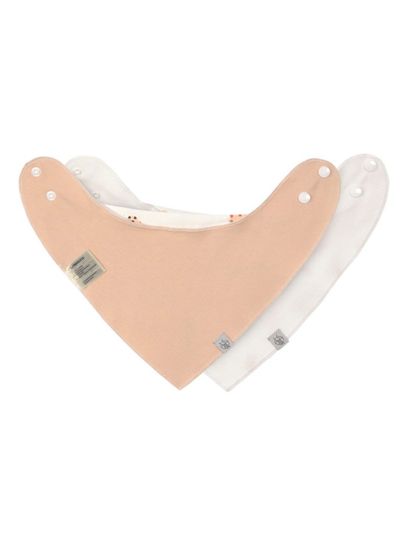 Lot de 2 Bavoirs Bandanas 0-24 mois Little Mateys Orange Epicée Blanc - Kiabi