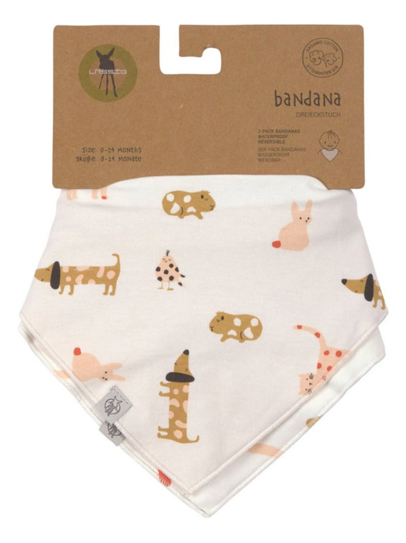 Lot de 2 Bavoirs Bandanas 0-24 mois Little Mateys Orange Epicée Blanc - Kiabi