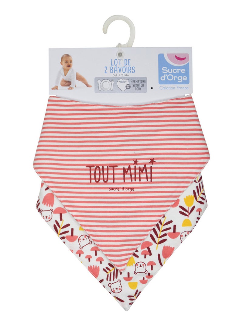 LOT DE 2 BAVOIRS BANDANAS ILOUANE MAILLE Rose - Kiabi