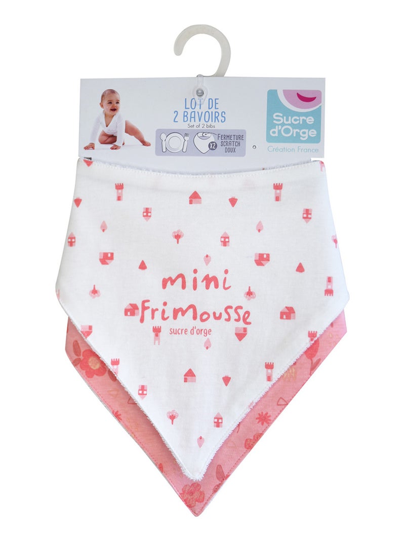 LOT DE 2 BAVOIRS BANDANAS ONDINE MAILLE Rose - Kiabi