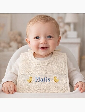 Lot de 2 bavoirs bébé à broder toile Aïda