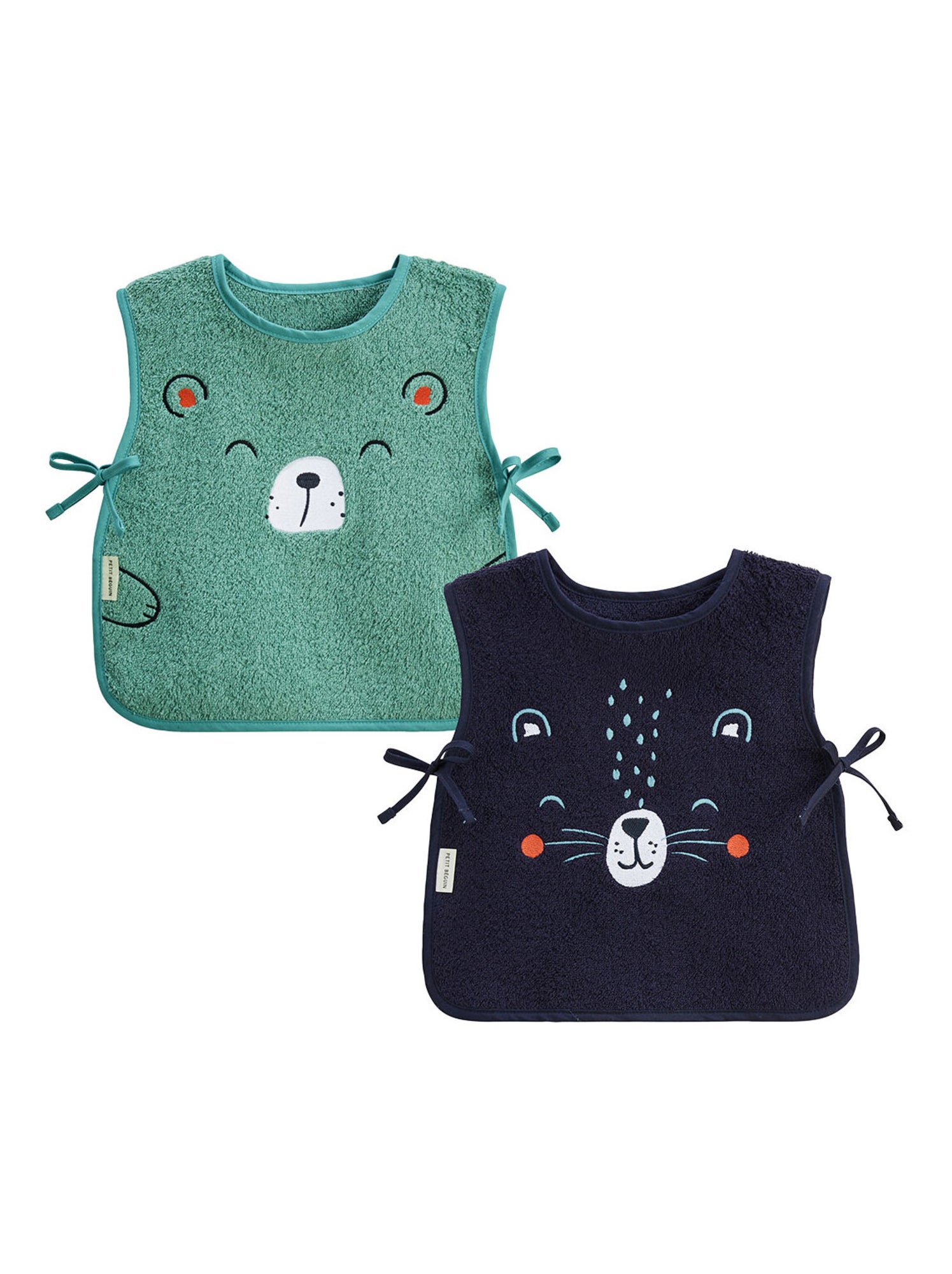 Lot De 2 Bavoirs Bébé En éponge Cédric - Doux, Absorbants, Couleurs Bleu Et Vert Céladon - 3