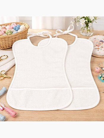 Lot de 2 bavoirs bébé imperméable point de croix BEBE