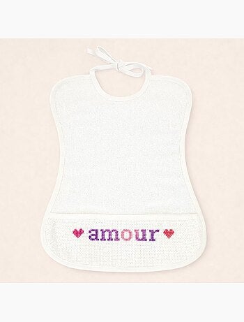 Lot de 2 bavoirs bébé imperméable point de croix BEBE