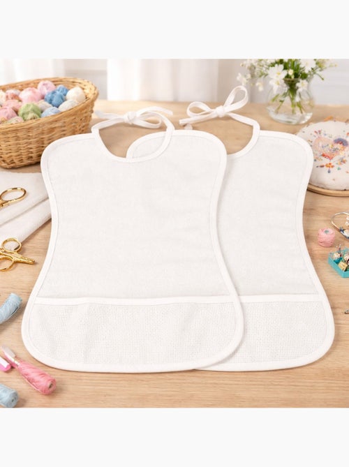 Lot de 2 bavoirs bébé imperméable point de croix BEBE - Kiabi