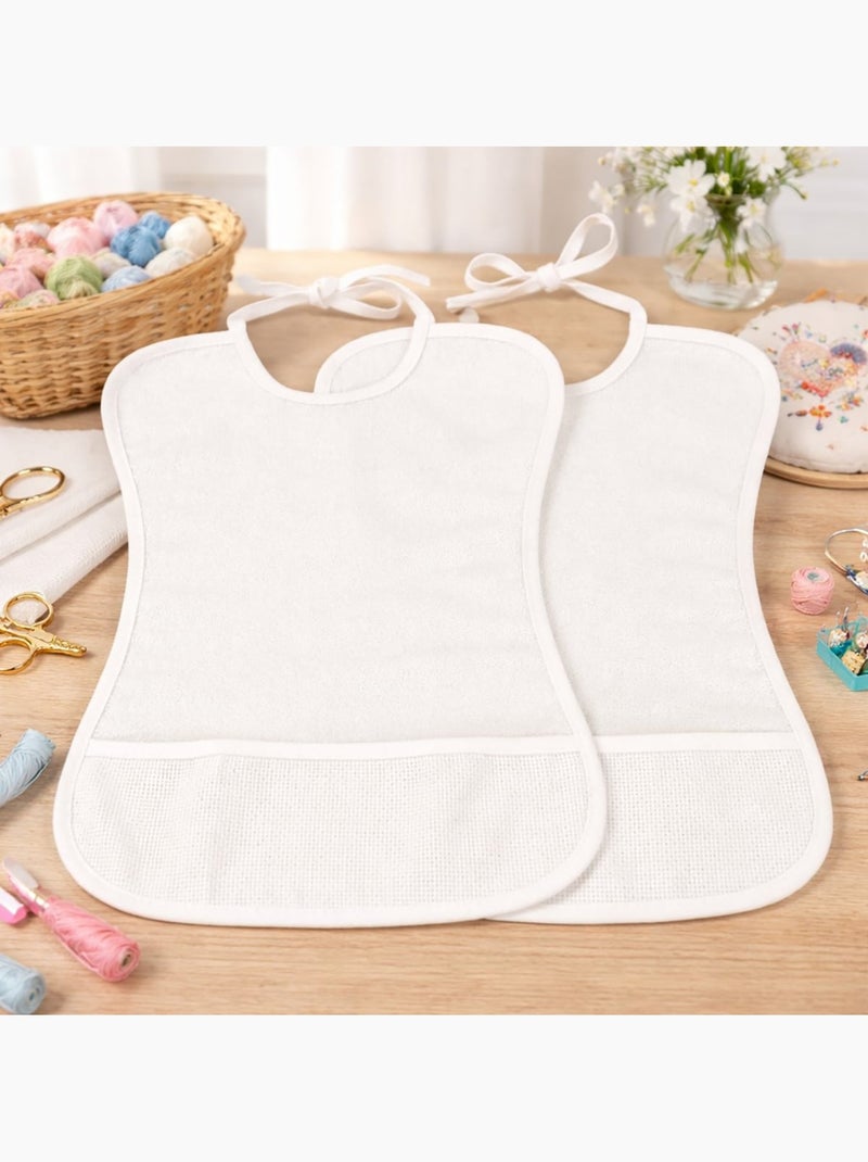 Lot de 2 bavoirs bébé imperméable point de croix BEBE Blanc - Kiabi