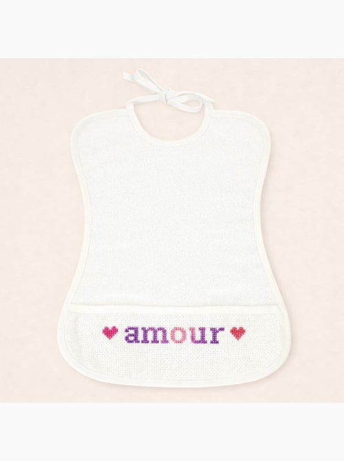 Lot de 2 bavoirs bébé imperméable point de croix BEBE - Kiabi