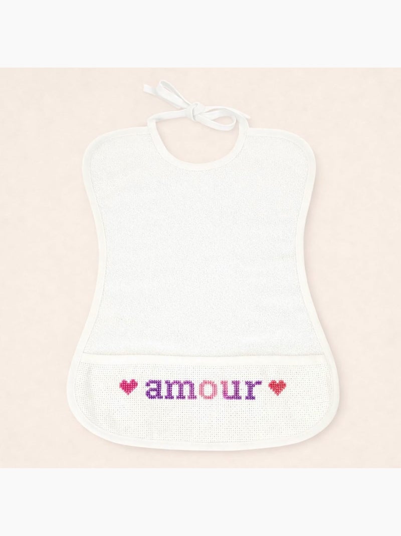 Lot de 2 bavoirs bébé imperméable point de croix BEBE Blanc - Kiabi