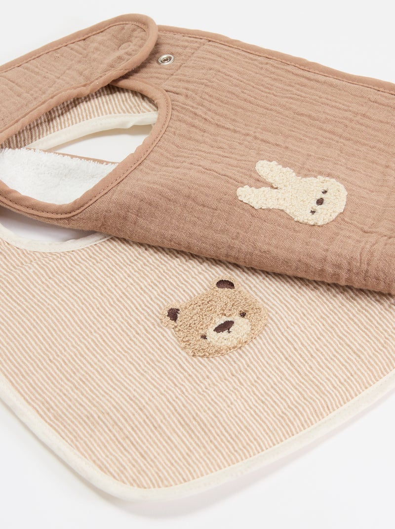 Lot de 2 bavoirs Beige - Kiabi