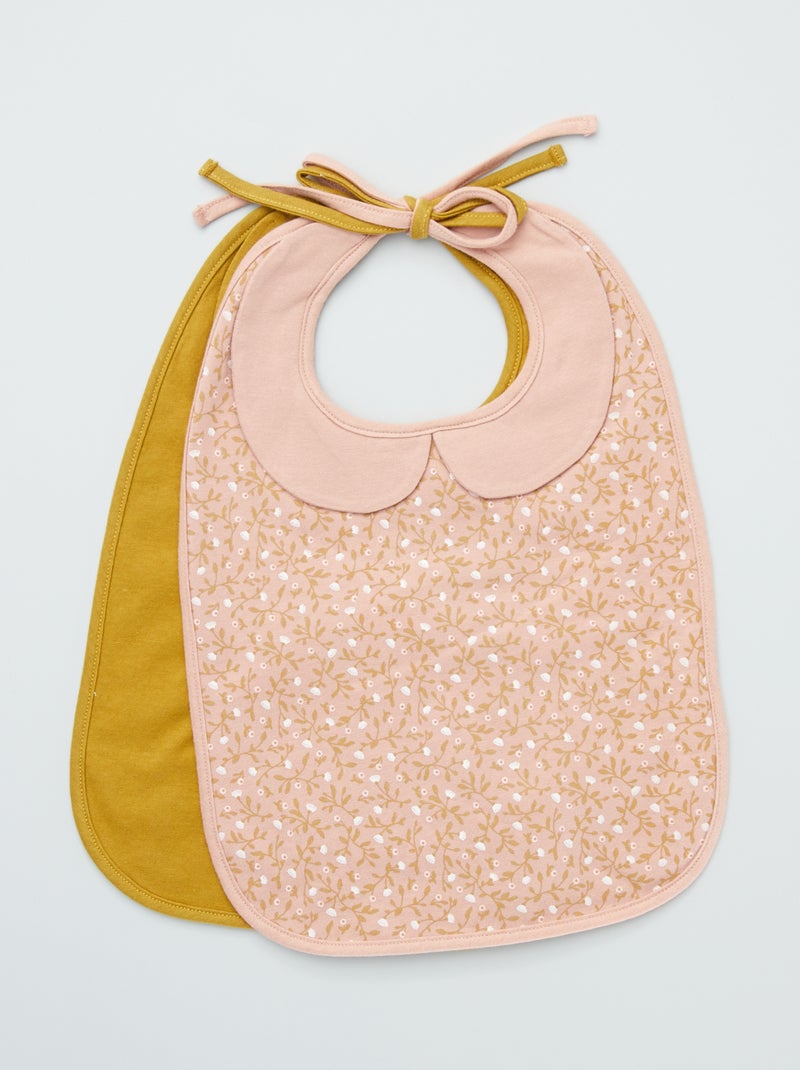 Lot de 2 bavoirs col claudine Rose/Jaune - Kiabi