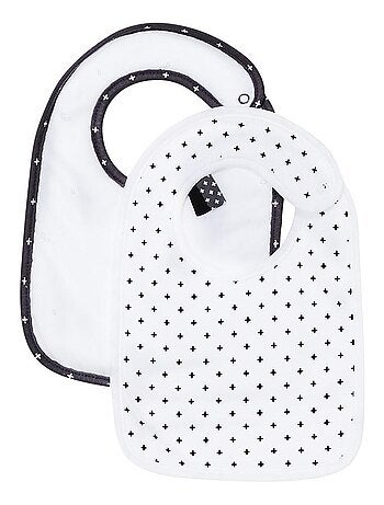 Lot de 2 bavoirs en coton blanc - SAUTHON