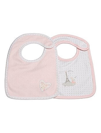 Lot de 2 bavoirs en coton Rose - SAUTHON