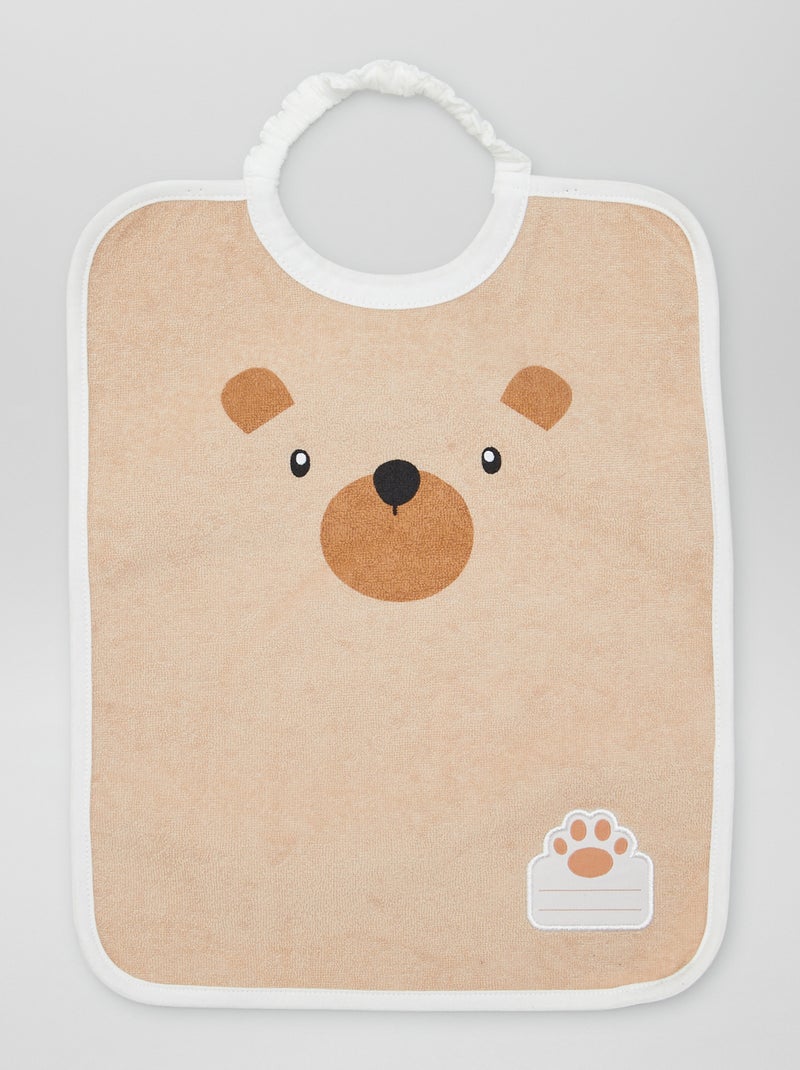 Lot de 2 bavoirs en éponge à enfiler Blanc/marron - Kiabi