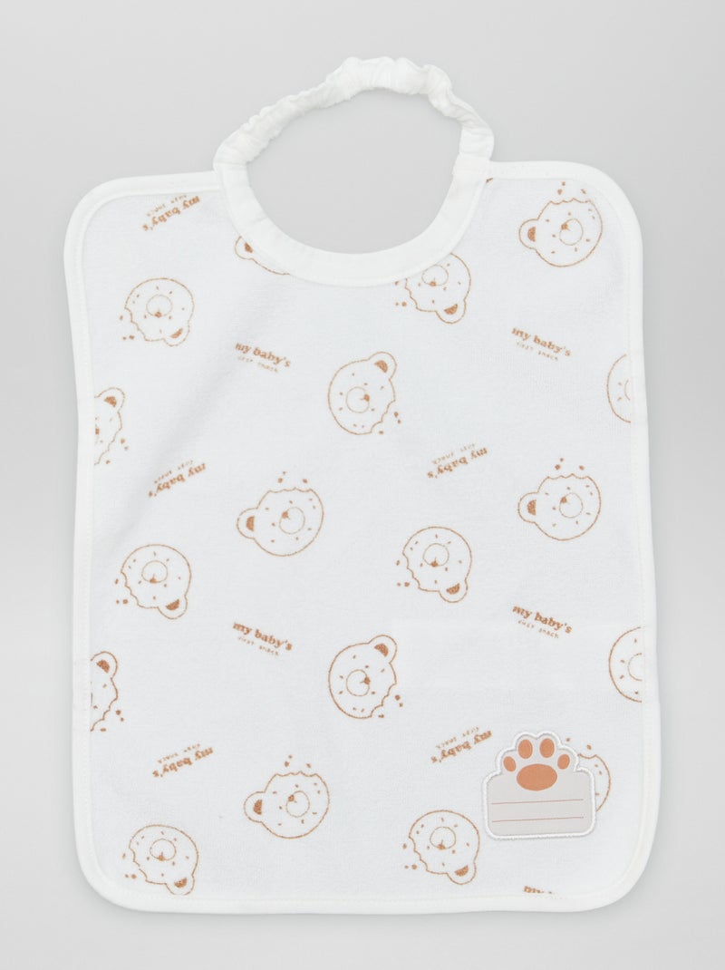 Lot de 2 bavoirs en éponge à enfiler Blanc/marron - Kiabi