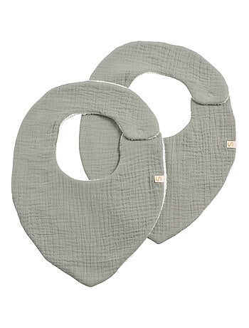 Lot de 2 bavoirs en gaze de coton - SAUTHON