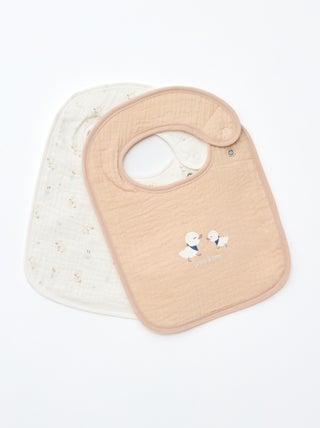 Lot de 2 bavoirs en gaze de coton doublure en éponge