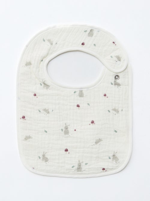 Lot de 2 bavoirs en gaze de coton doublure en éponge - Kiabi