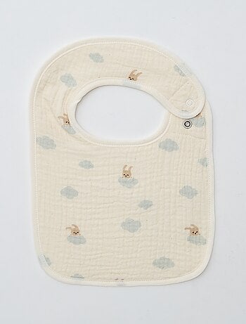 Lot de 2 bavoirs en gaze de coton doublure en éponge