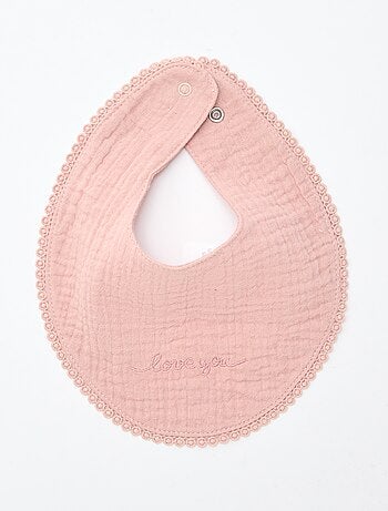 Lot de 2 bavoirs en lange avec broderie anglaise