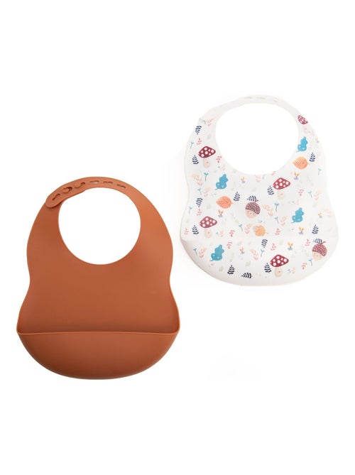 Lot de 2 bavoirs en silicone avec récupérateur - Kiabi
