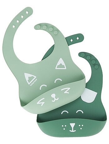 Lot de 2 bavoirs en silicone BIB'ISY, avec poche ventrale 'Babymoov'