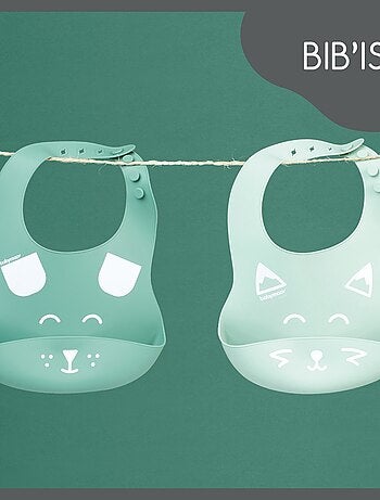 Lot de 2 bavoirs en silicone BIB'ISY, avec poche ventrale 'Babymoov'