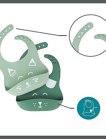 Lot de 2 bavoirs en silicone BIB'ISY, avec poche ventrale 'Babymoov'