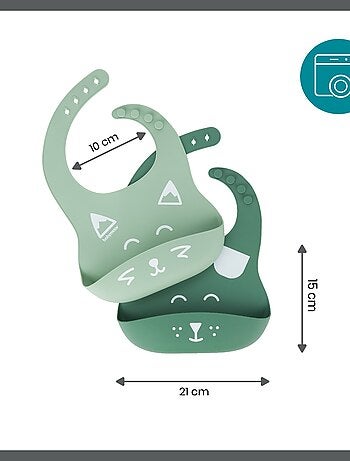 Lot de 2 bavoirs en silicone BIB'ISY, avec poche ventrale 'Babymoov'