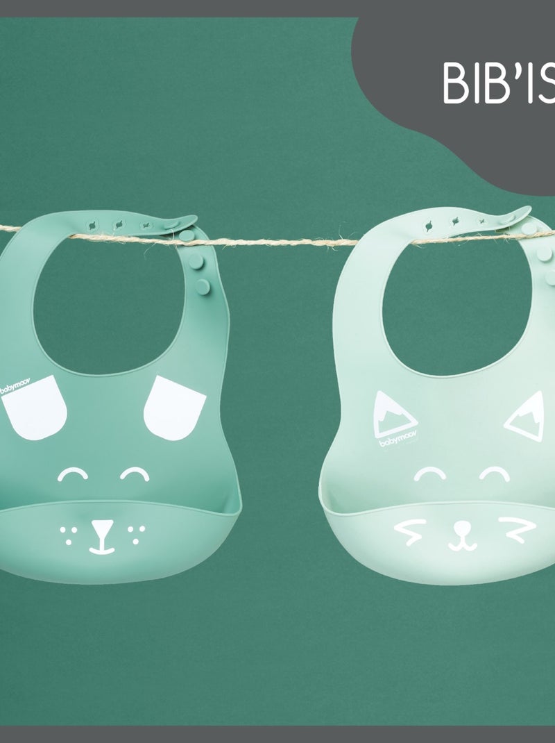 Lot de 2 bavoirs en silicone BIB'ISY, avec poche ventrale 'Babymoov' Vert - Kiabi