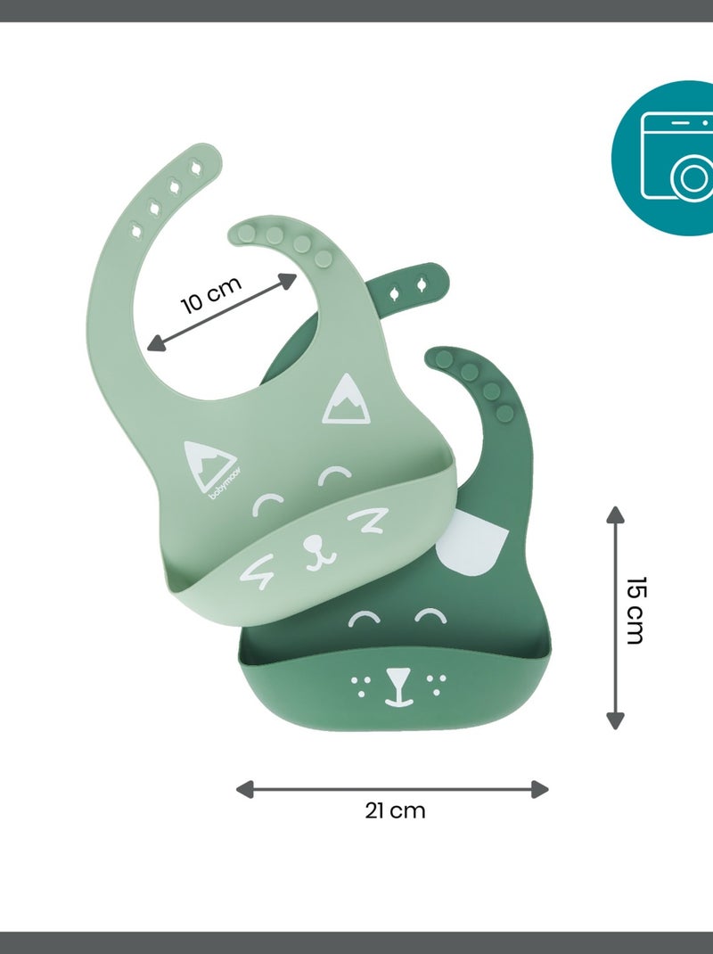 Lot de 2 bavoirs en silicone BIB'ISY, avec poche ventrale 'Babymoov' Vert - Kiabi