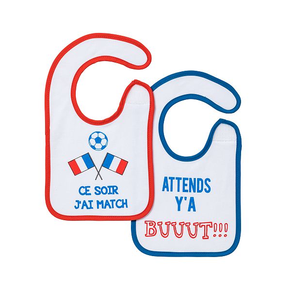 Lot De 2 Bavoirs Football Bebe Garcon Bleu Rouge Kiabi 4 00