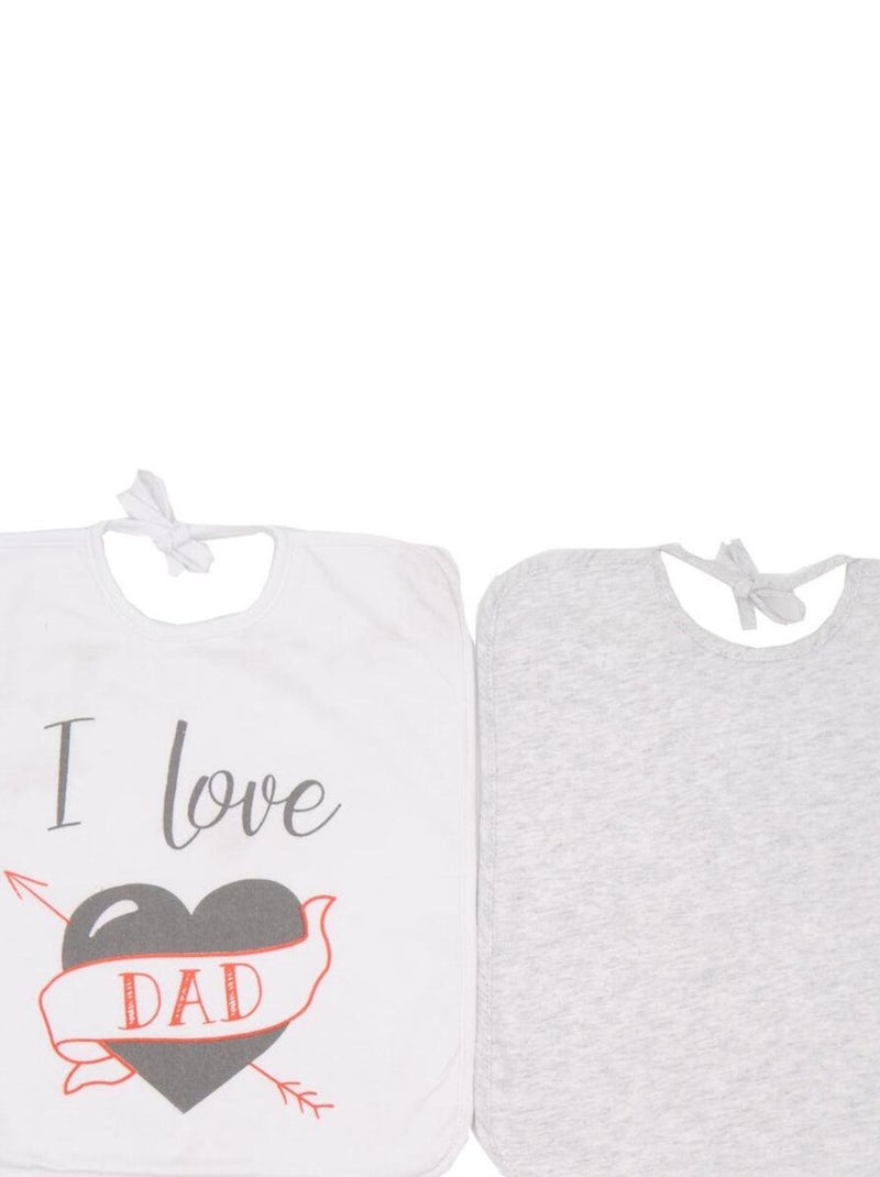 Lot de 2 bavoirs I love Dad - 6 mois Blanc - Kiabi