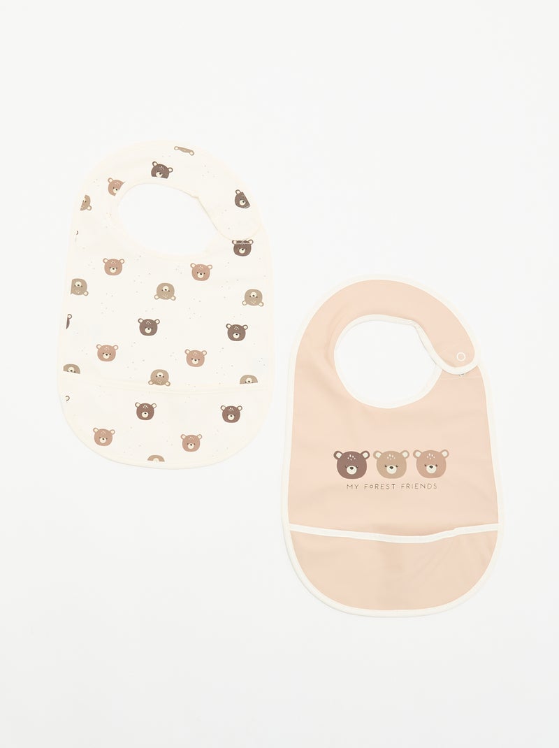 Lot de 2 bavoirs imperméables avec imprimé Beige - Kiabi
