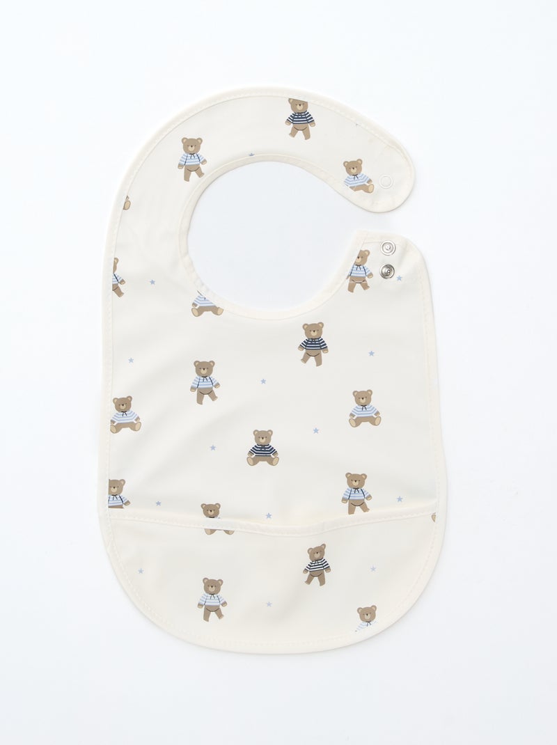 Lot de 2 bavoirs imperméables avec imprimé Blanc/bleu - Kiabi