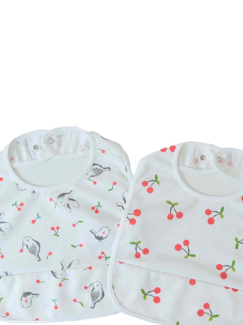 Lot de 2 bavoirs imperméables, Cerise Blanc - Kiabi