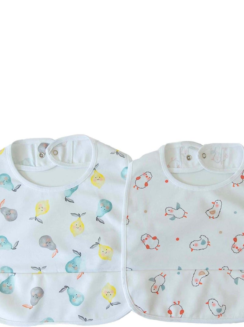 Lot de 2 bavoirs imperméables, Poire Blanc - Kiabi