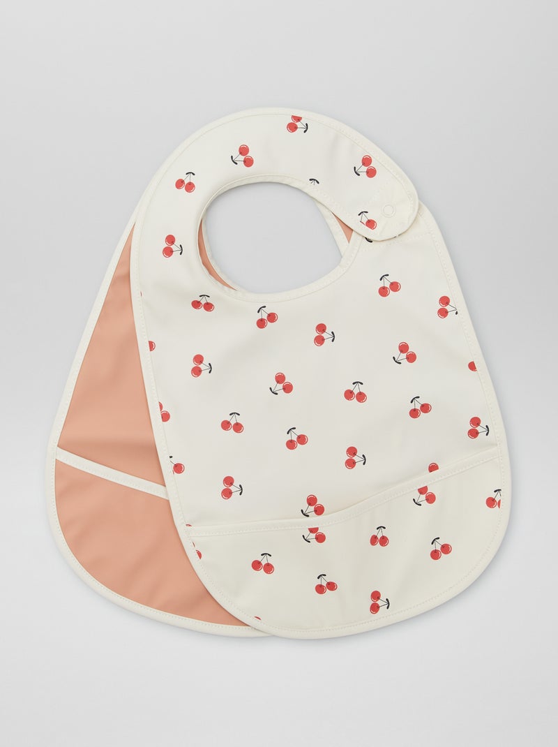 Lot de 2 bavoirs imperméables Rose/blanc - Kiabi