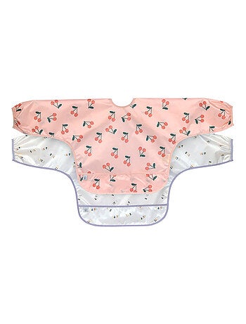 Lot de 2 bavoirs Manches longues 6-24 mois Happy Fruits Cerise