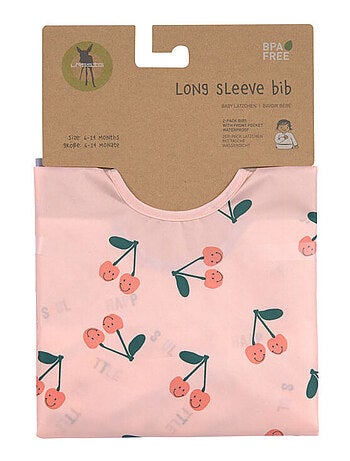 Lot de 2 bavoirs Manches longues 6-24 mois Happy Fruits Cerise